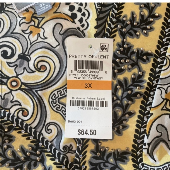 J M Collection Studded Blouse - Split Neck, Tunic Style 2X Plus size - Picture 7 of 7